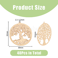 40 шт. 4 стиля подвески из латуни с филигранным покрытием&nbsp;KK-DC0003-06