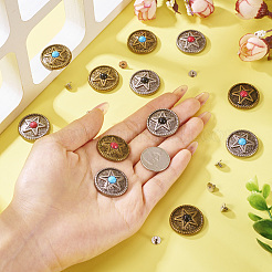 12 шт. 6-цветные пуговицы из цинкового сплава и синтетической бирюзы BUTT-TA0001-18