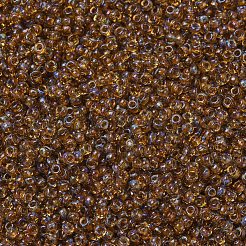 MIYUKIラウンドロカイユビーズ  日本製シードビーズ  11/0  （rr4501)透明ライトトパーズピカソ  2x1.3mm  穴：0.8mm  約50000個/ポンド&nbsp;SEED-G007-RR4501
