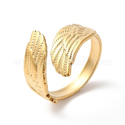 Ионное покрытие (ip) 304 нержавеющая сталь двойные крылья открытое кольцо-манжета для женщин RJEW-K245-41G