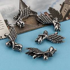 304ステンレススチールエンジェルペンダント  大天使のペンダント  アンティークシルバー  45x11x22.5mm  穴：4x6mm&nbsp;X-STAS-M202-02AS