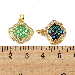 Подвески из латуни в форме ракушки с микропаве и кубическим цирконием&nbsp;KK-K356-12G