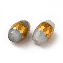 不透明な電気メッキガラスビーズ  半分黄金メッキ  多面カット  オーバル  ゲインボロ  12x8mm  穴：0.8mm&nbsp;EGLA-H003-02G-05