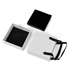 Ящики для украшений из искусственной кожи с квадратной губкой внутри и прямоугольными мешочками для украшений из текстурированной бумаги ABAG-B009-02B