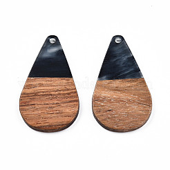 Pendentifs en résine transparente et bois de noyer&nbsp;RESI-N025-030-C