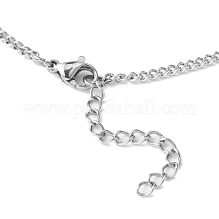 Ожерелье с подвесками в виде круглой подвески из натуральных и синтетических камней с цепочками из нержавеющей стали 304 пробы NJEW-TA00088