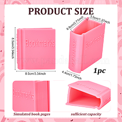 プラスチック製の本型のブックマークホルダー  ピンク  85x44x85mm  内径：69x35mm&nbsp;AJEW-WH0609-623A