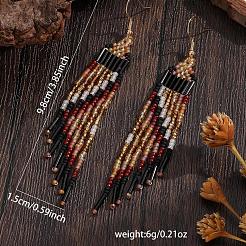 Богемные серьги-подвески ручной работы из стеклянного бисера.&nbsp;LH2376