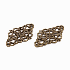 Тибетском стиле сплава ромб филигранные столяров соединения&nbsp;X-TIBE-5377-AB-FF