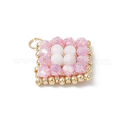 Подвески из стекла ручной работы и натурального радужного лунного камня PALLOY-MZ00850-01