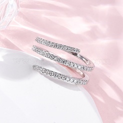 女性用真鍮マイクロパヴェクリアキュービックジルコニアオープンカフリング  スプリングの形  プラチナ  11mm  内径：usサイズ7 3/4（17.9mm）&nbsp;RJEW-S624-04P
