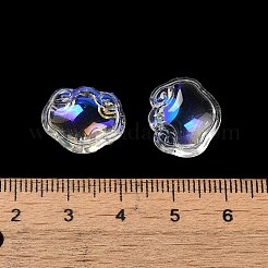 クリアガラスペンダント  長寿ロックチャーム  クリアAB  14x16x7mm  穴：1.2mm&nbsp;GLAA-D025-08N