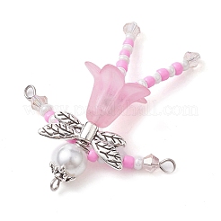 Большие подвески из стеклянных семян и акрилового жемчуга PALLOY-MZ00194