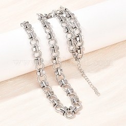 Ожерелья из витых звеньев цепи из нержавеющей стали 304 толщиной 8 мм&nbsp;NJEW-Z105-04P-04
