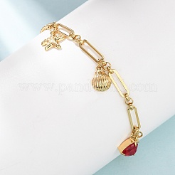 Ocean 304 Edelstahl-Fußkettchen mit rotem Zirkonia-Pavé für Damen&nbsp;SA-CBA3D94-04C-G