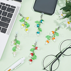 16スタイルプラスチックモバイル防塵プラグ8個  手作りのランプワークとアクリルパーツ付き  キノコ  プラチナ  ミックスカラー  92mm&nbsp;HJEW-DR00281