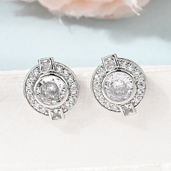 Boucles d'oreilles en laiton avec zircone cubique de micro pave&nbsp;EJEW-G471-05P