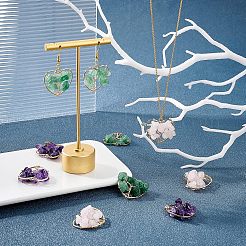 6 шт. 3 стиля чакра натуральный геммейст медная проволока большие подвески FIND-FH0004-66