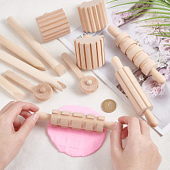 Ensembles d'outils de modelage en argile de bois&nbsp;DIY-WH0195-04