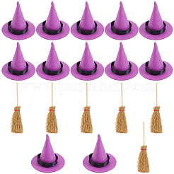 12 Stück Mini-Hexenhüte aus Polyester&nbsp;AJEW-CP0009-35A