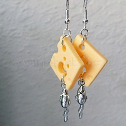 Серьги-подвески из сплава и смолы в форме сыра&nbsp;FS-WG078A6-01