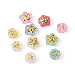 60шт 10 стиля прозрачные окрашенные распылением стеклянные бусины LAMP-CW0001-04