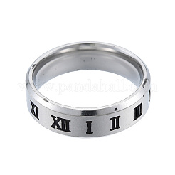 変色しない201ステンレススチール製ローマ数字女性用指輪  ステンレス鋼色  内径：17mm&nbsp;RJEW-N043-04