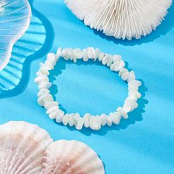 Эластичные браслеты из натуральной ракушки с бисером для женщин и мужчин BJEW-JB10549