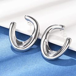 304ステンレススチールスタッドピアス  U字型  ステンレス鋼色  41x34mm&nbsp;EJEW-D319-03P