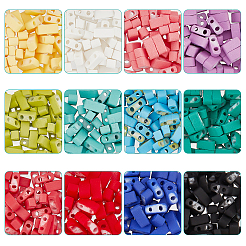 600шт 12 цвета 2-дырочные стеклянные бусины SEED-NB0001-57