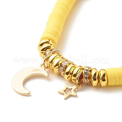 Эластичный браслет Heishi Surfer из полимерной глины с синтетическим гематитом&nbsp;BJEW-JB07704