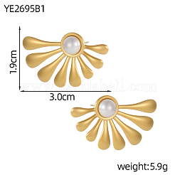 Серьги-гвоздики в форме веера из натуральных и синтетических камней&nbsp;EJEW-OY011-81G