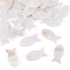 30 個の天然淡水シェルペンダント  魚のチャーム  貝殻色  21.5~23x10~11x1.5~2mm  穴：1.5~1.6mm&nbsp;BSHE-TA0001-32