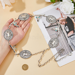 1 шт. тибетский стиль сплав овальный и череп крупного рогатого скота голова цепи звенья талии живота тела цепи для женщин&nbsp;AJEW-DC0003-23AS