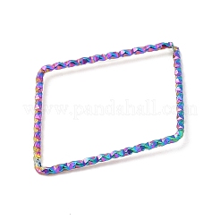 304ステンレススチールリンクリング  テクスチャ  菱形  虹色  34x26.5x1mm  内径：31x24mm&nbsp;STAS-Z041-06RC