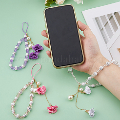 3шт. 3-х цветные стеклянные ремешки для мобильных телефонов HJEW-FH0001-79