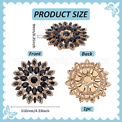 1 Stück Blumen-Cabochons aus Glas mit Strassen&nbsp;FIND-FG0004-33D
