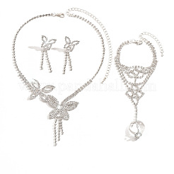 Ожерелья и браслеты-митенки с подвесками из сплава бабочки и стразами&nbsp;FS-WG077E9-01