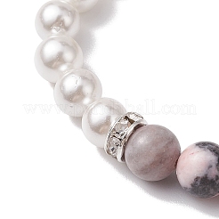 Braccialetti elasticizzati con perline rotonde da 8 mm e perle di conchiglia&nbsp;BJEW-JB10317