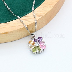 Collane con ciondolo in ottone con pavé di zirconi cubici e orecchini e set di anelli e bracciali a maglie per donna&nbsp;FS-WG38B31-01