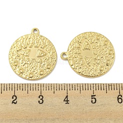 304ステンレスペンダント  テクスチャ  アイチャーム付きフラットラウンド  14KGP本金メッキ  21.5x18.5x1mm  穴：1.5mm&nbsp;STAS-P356-21G