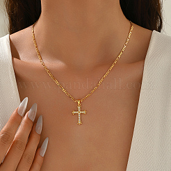 Элегантные латунные ожерелья с подвеской в виде креста из прозрачных кубических цирконий с микропаве для повседневной и уличной одежды&nbsp;CD4943