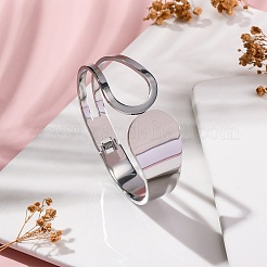女性用304ステンレススチールヒンジ付きバングル  ステンレス鋼色  内径：2-3/8x1-7/8インチ（6.1x4.9cm）&nbsp;STAS-Z114-09P