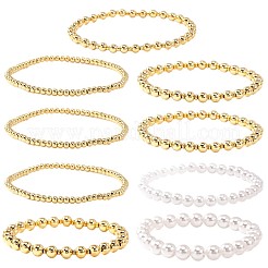 9 шт. латунный браслет с круглыми бусинами из искусственного жемчуга&nbsp;QZ7460-1