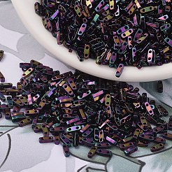 MIYUKIクォーターティラビーズ  日本製シードビーズ  2穴  (qtl454) メタリックダークプラムアイリス  5x1.2x1.9mm  穴：0.8mm  約2400個/50g&nbsp;SEED-X0054-QTL0454