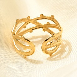 女性用304ステンレススチール多層オープンカフリング  18KGP本金メッキ  10.5mm  調整可能&nbsp;STAS-Z108-03G-03
