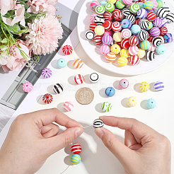 140 pièce 20 styles de perles focales rondes en silicone de qualité alimentaire écologiques&nbsp;SIL-PA0001-53