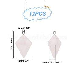 ナチュラルローズクォーツペンダント12個  凧チャーム  ステンレススチールカラートーン ステンレススチールループ付き  28x18x6~7mm  穴：2mm&nbsp;G-UN0001-20