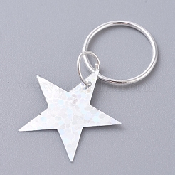 スパンコール/スパンコールヘアブレードリングペンダント  ヘアクリップヘッドバンドアクセサリー  スター  プラチナ  銀  34mm&nbsp;KEYC-TAC0001-01E