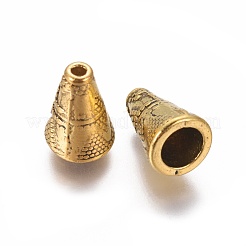 チベットスタイルの合金ビーズコーン  鉛フリー＆カドミウムフリー  アンティーク黄金  11.5x9mm  穴：2mm&nbsp;GLF0831Y
